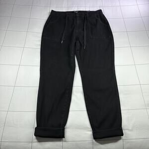 Judy Blue Jeans Womens 32 Black Jogger Cuffed Denim Stretch High Rise Drawstring